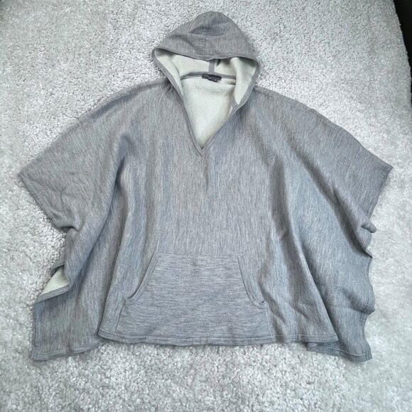Vince Wool Double Face Hooded Poncho Sweater Gray M/L - Picture 2 of 9